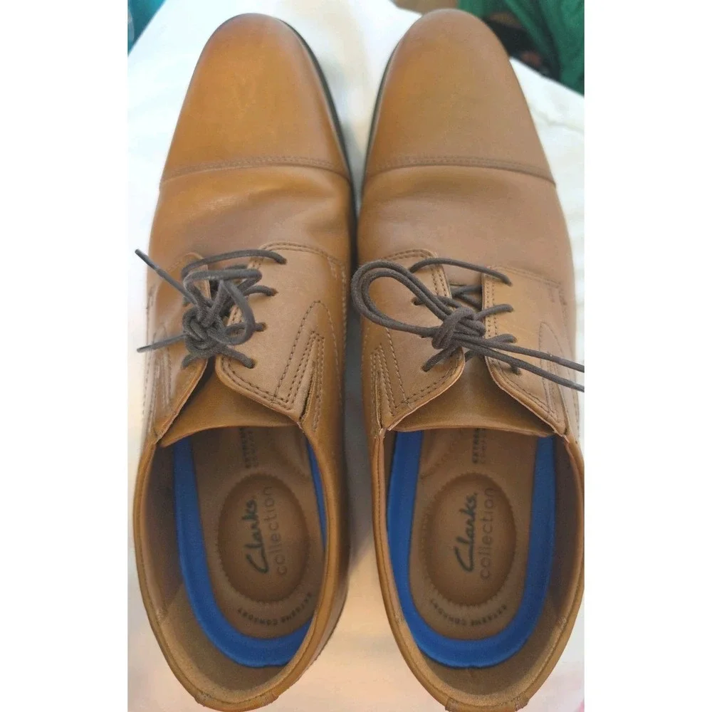 Clarks Mens Tan/Light Brown Tilden Cap Shoes US 13W